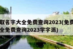 免费取名字大全免费查询2023(免费取名字大全免费查询2023学字派)