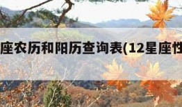 12星座农历和阳历查询表(12星座性格特点)